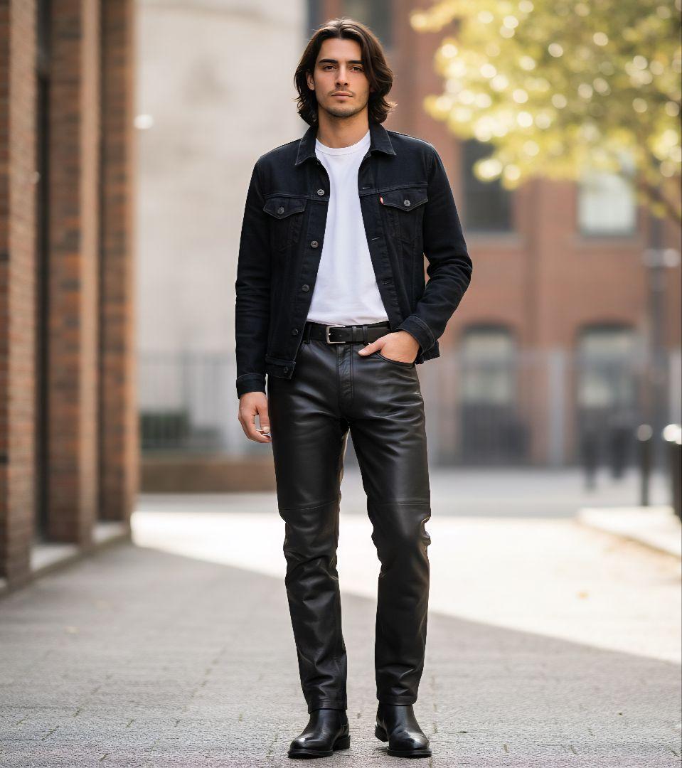 ほぼ未使用 極上 ポールスミス 馬革 ホースハイド 76 レザーパンツ 黒