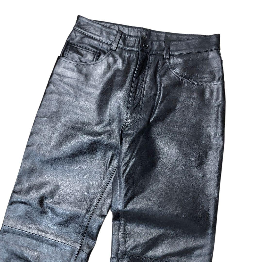 ほぼ未使用 極上 ポールスミス 馬革 ホースハイド 76 レザーパンツ 黒