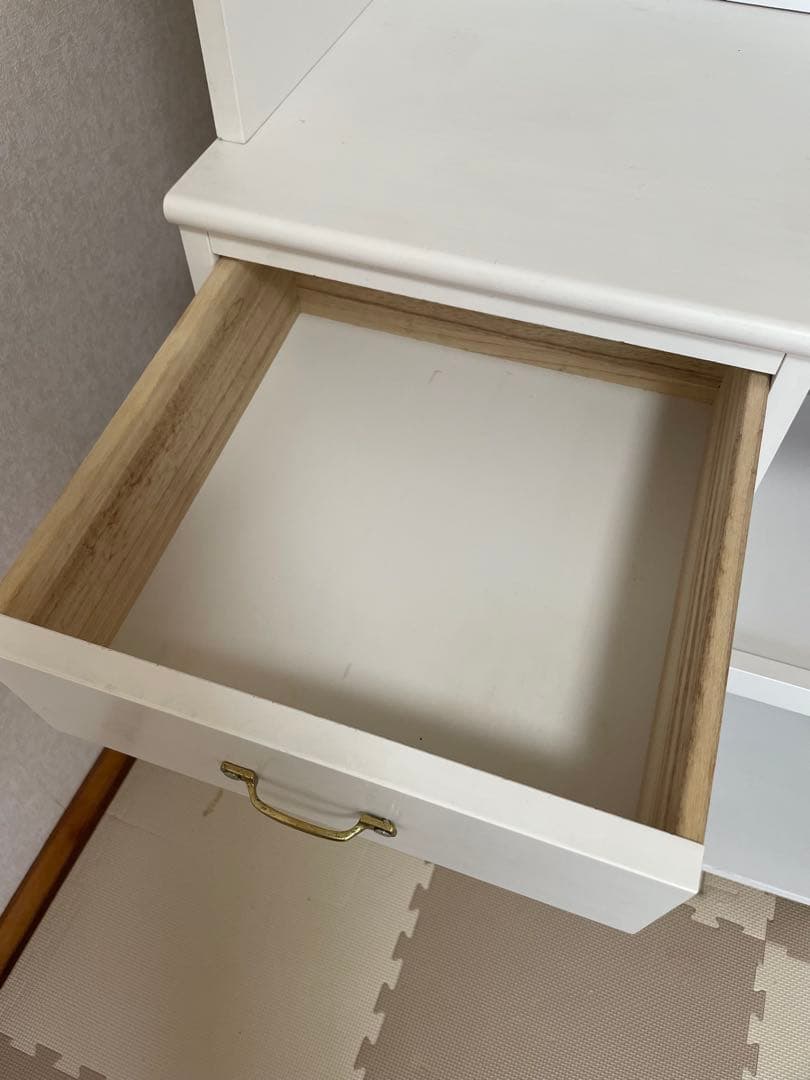 モモナチュラル　ホワイト木製食器棚 ガラス扉付き