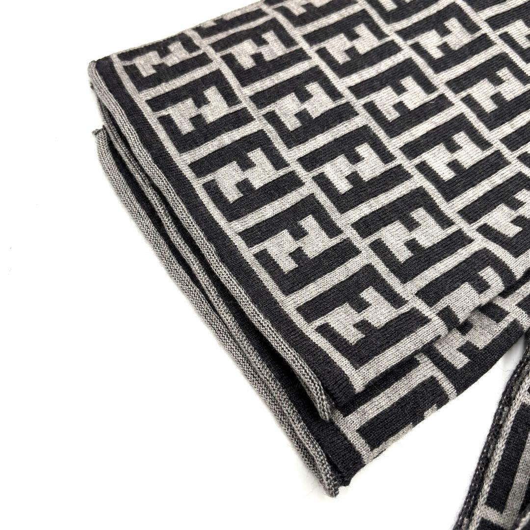 FENDI フェンディ マフラー グレー ブラック ズッカ柄 ロゴ 美品 メンズ