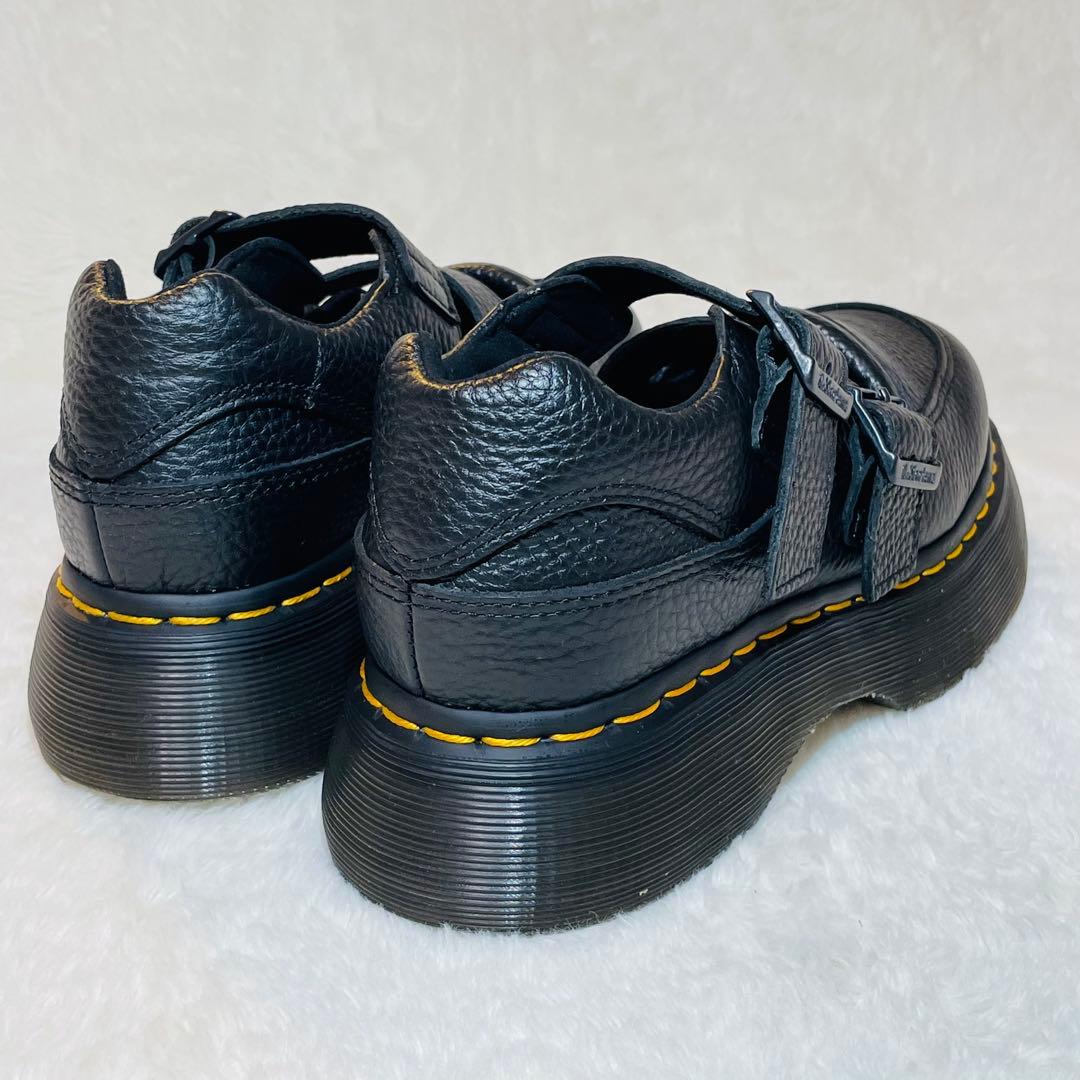 現行品 ドクターマーチン BUZZ メリージェーン 厚底 シボ革 ストラップ 黒