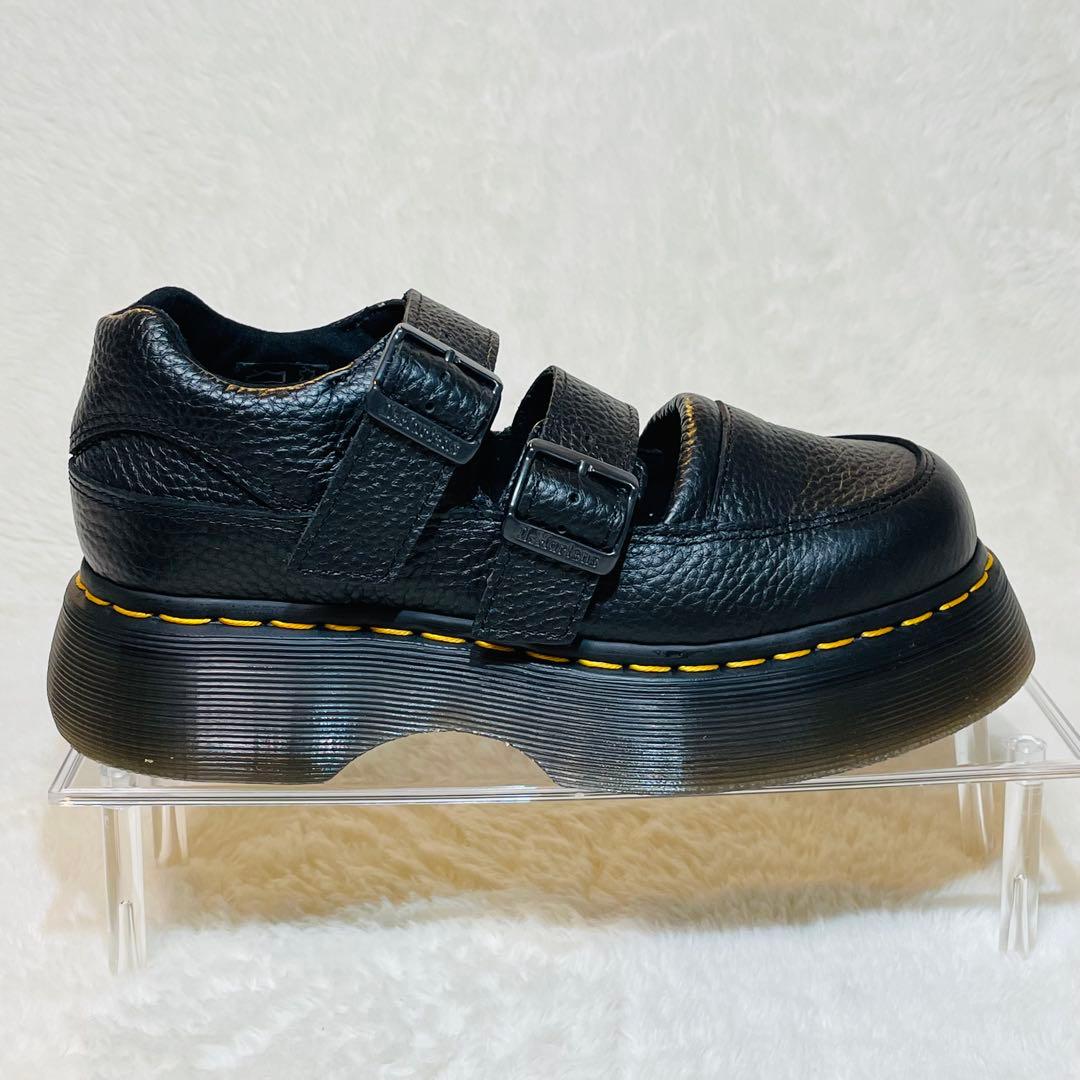 現行品 ドクターマーチン BUZZ メリージェーン 厚底 シボ革 ストラップ 黒