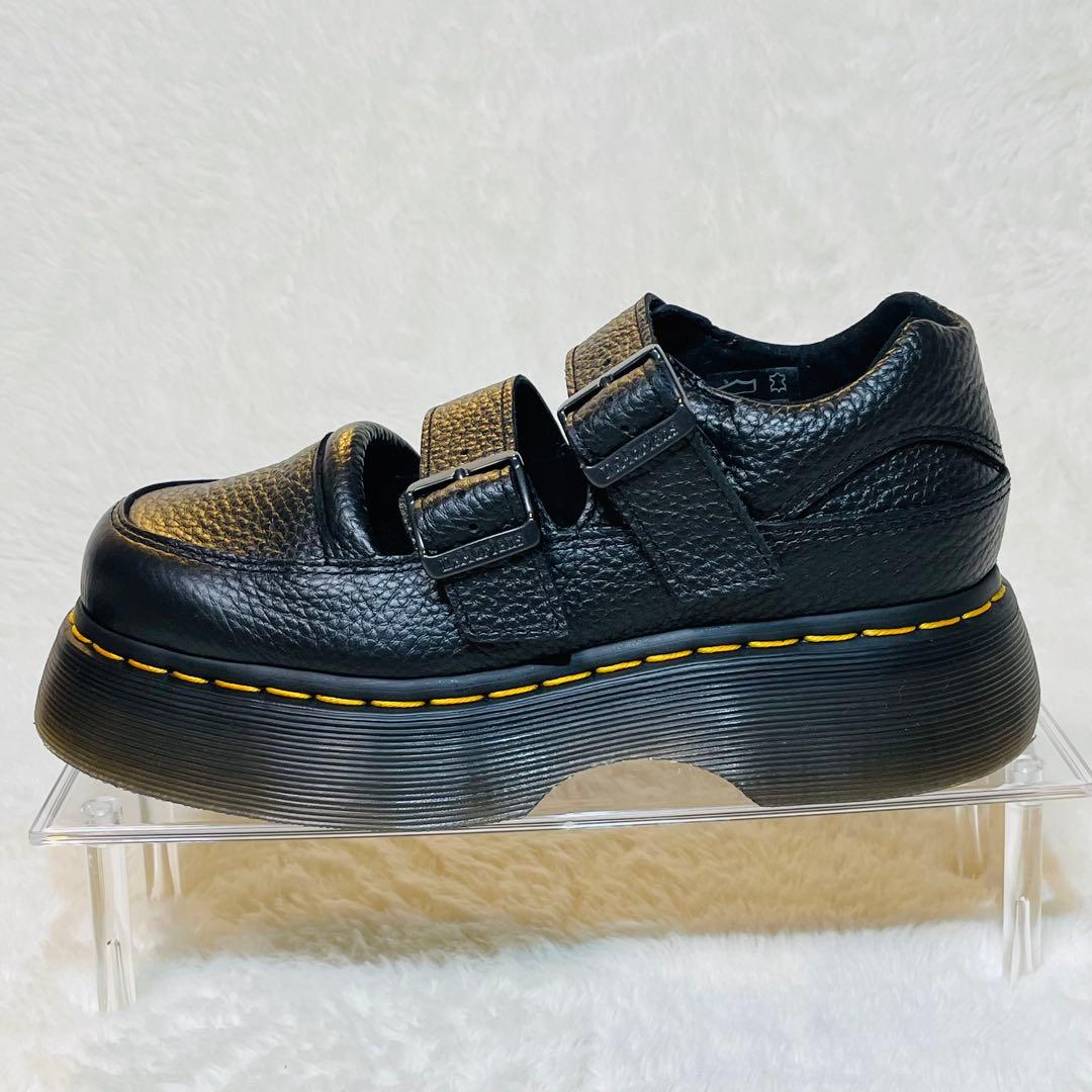 現行品 ドクターマーチン BUZZ メリージェーン 厚底 シボ革 ストラップ 黒