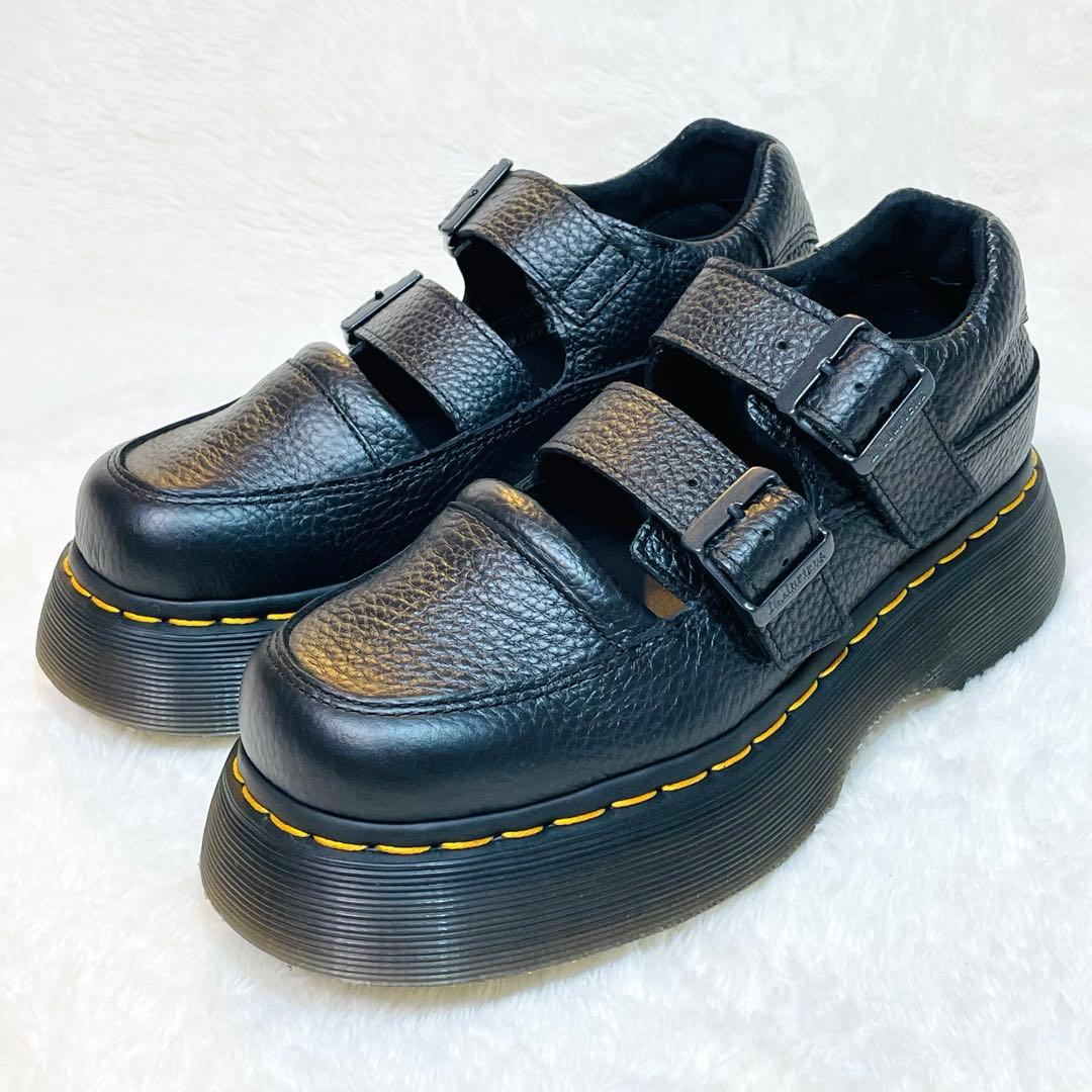 現行品 ドクターマーチン BUZZ メリージェーン 厚底 シボ革 ストラップ 黒