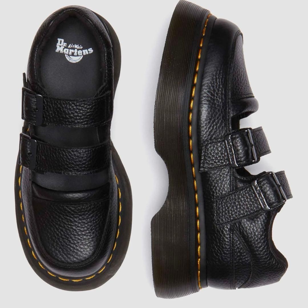 現行品 ドクターマーチン BUZZ メリージェーン 厚底 シボ革 ストラップ 黒