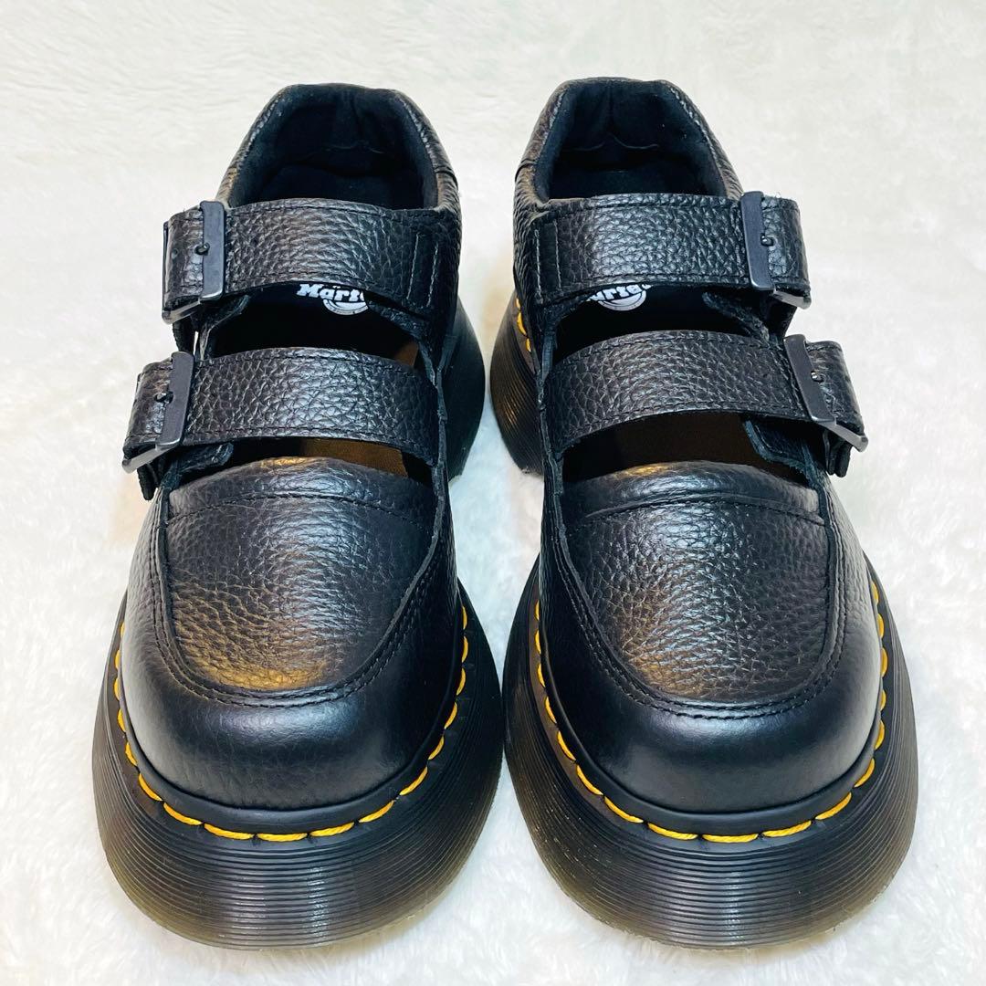 現行品 ドクターマーチン BUZZ メリージェーン 厚底 シボ革 ストラップ 黒