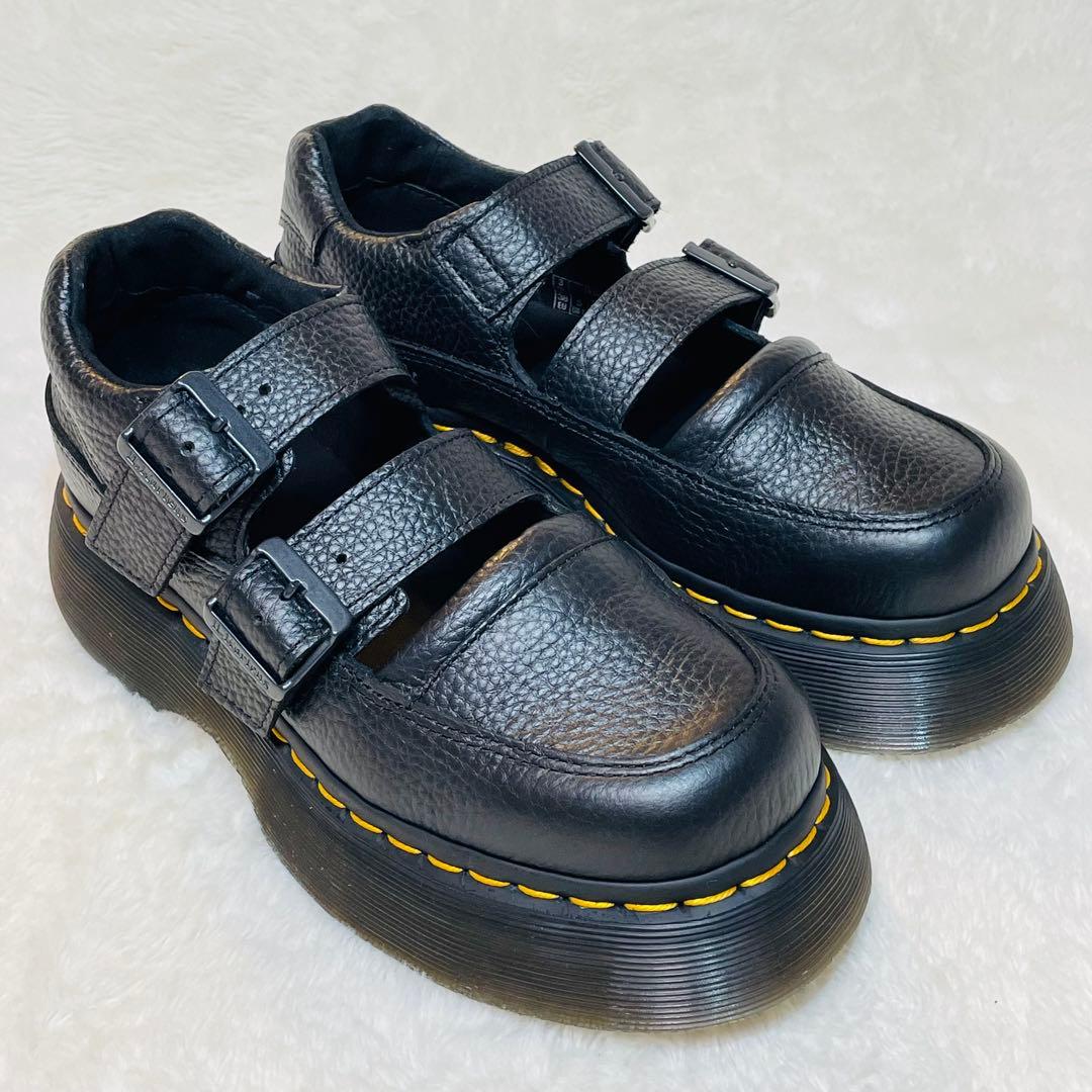 現行品 ドクターマーチン BUZZ メリージェーン 厚底 シボ革 ストラップ 黒