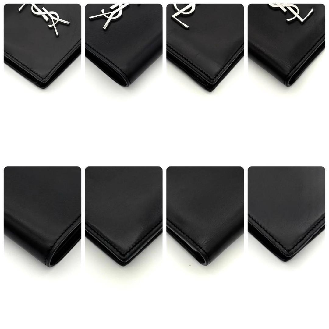 サンローラン 折財布 カサンドラ カーフ レザー 黒 ブラック 2600