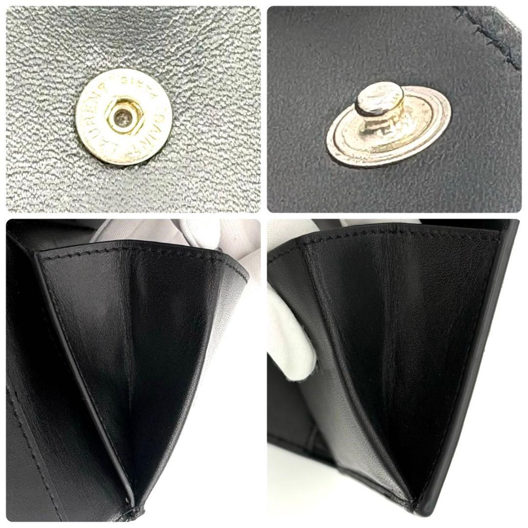 サンローラン 折財布 カサンドラ カーフ レザー 黒 ブラック 2600