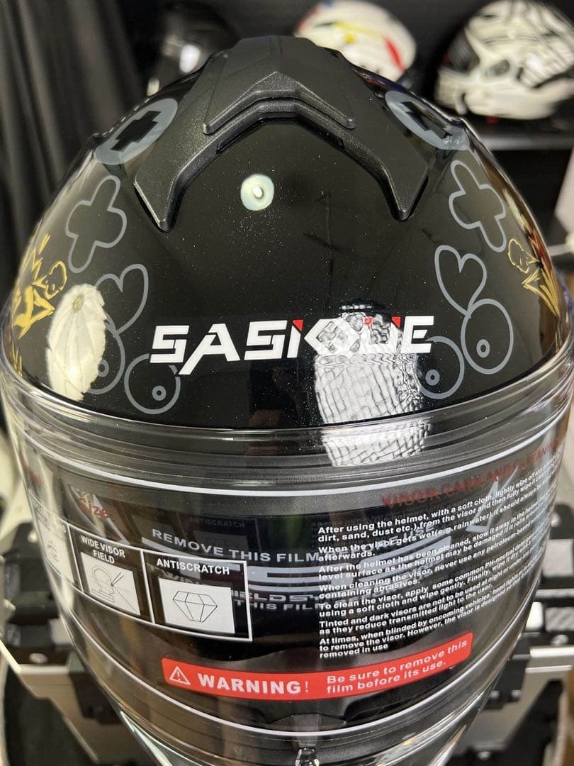 パンダ柄 フリップアップ式 システムフルフェイスヘルメットダブルシールド内蔵