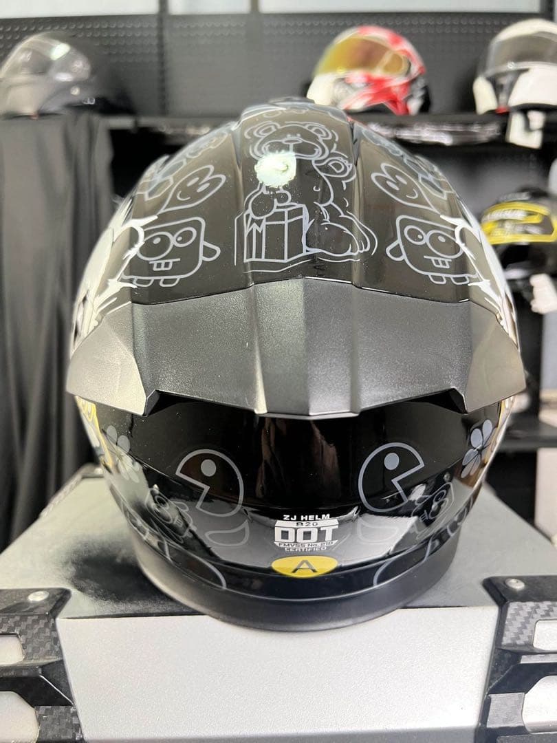 パンダ柄 フリップアップ式 システムフルフェイスヘルメットダブルシールド内蔵