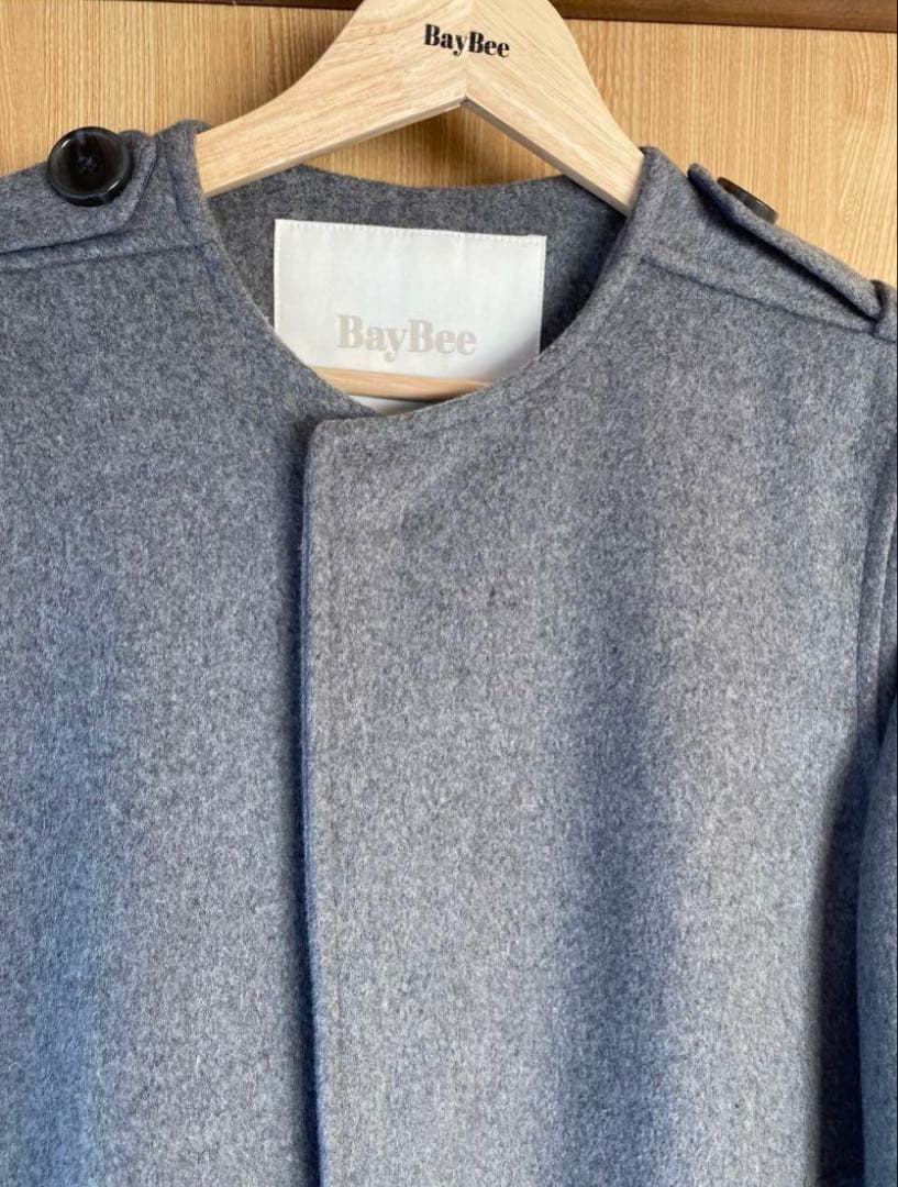 ❤️フォロー割❤️ノーカラーウールロングコート　グレー　M