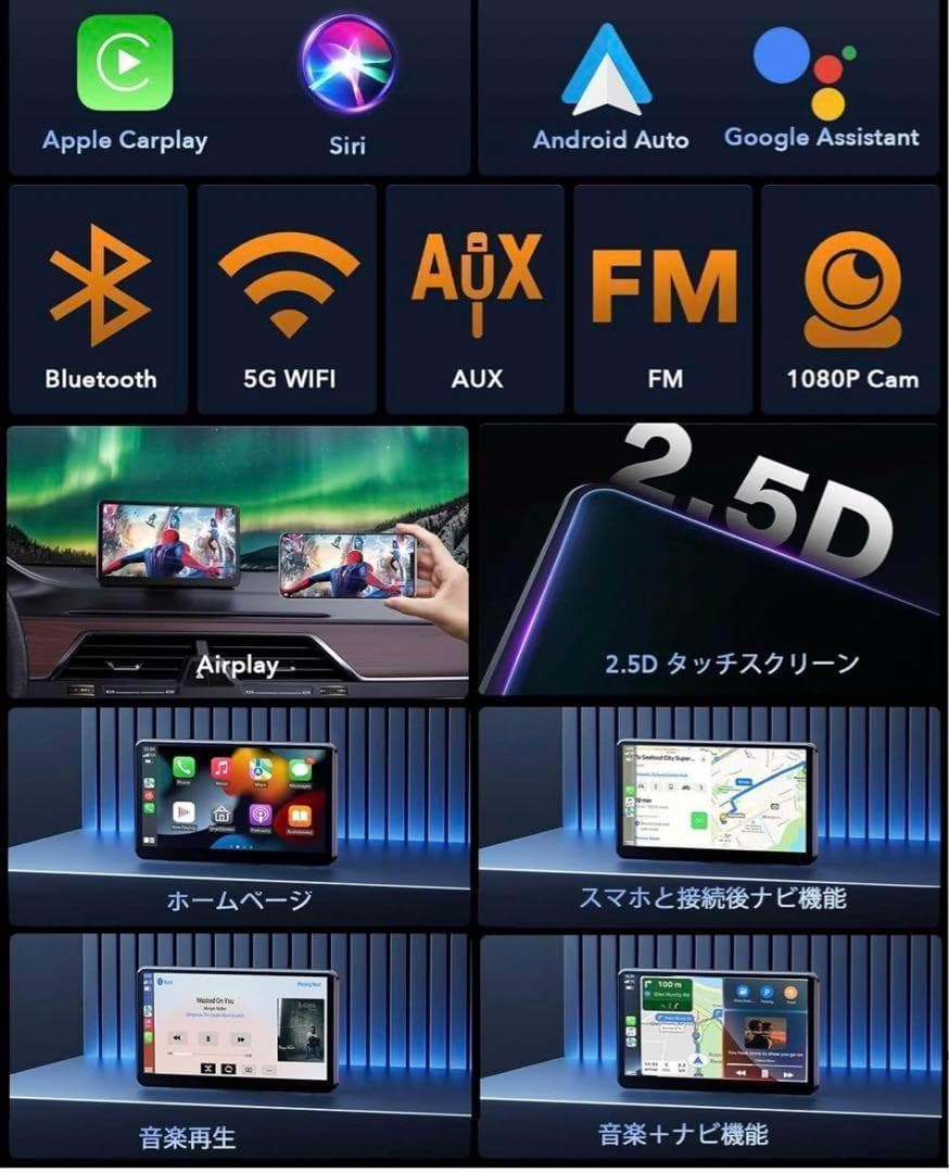 カーオーディオ 7インチ ディスプレイ カーナビ タッチパネル バックカメラ
