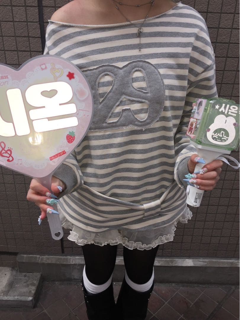 ILLIGO 129 ストライプ スウェット アイボリーメランジ