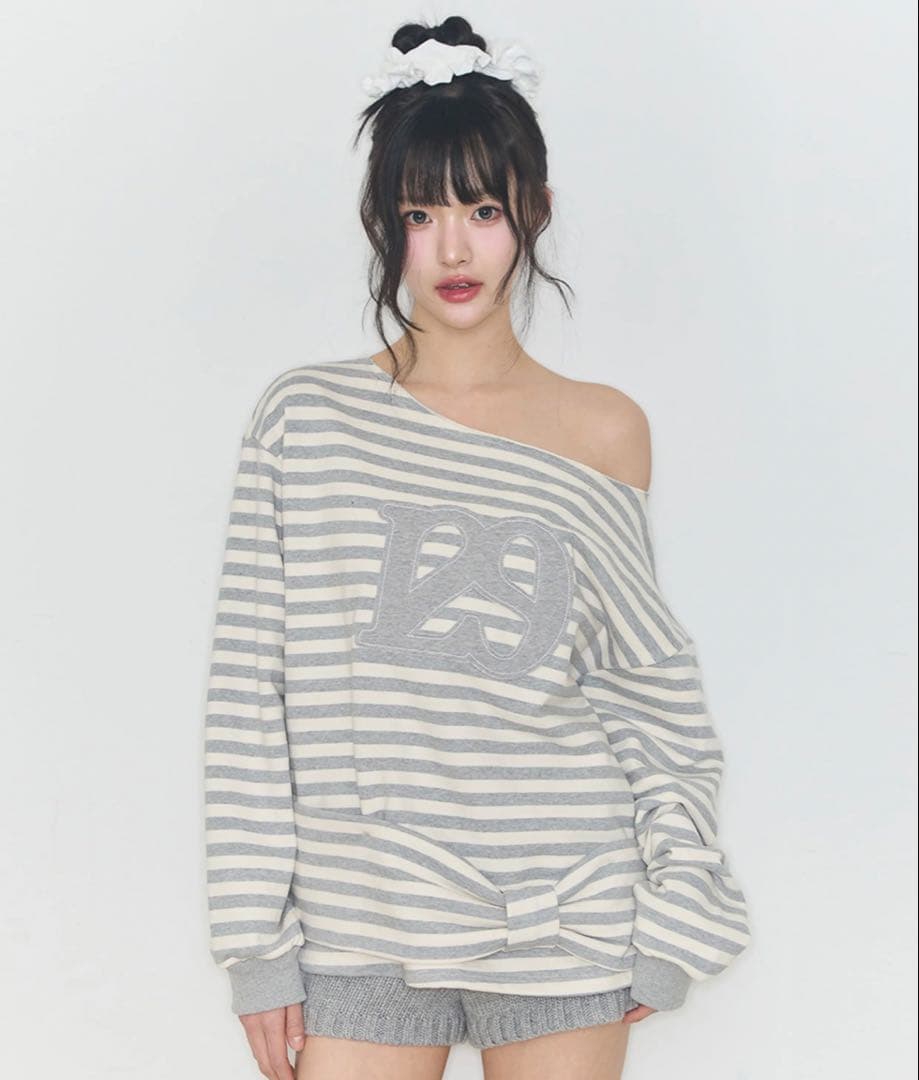 ILLIGO 129 ストライプ スウェット アイボリーメランジ