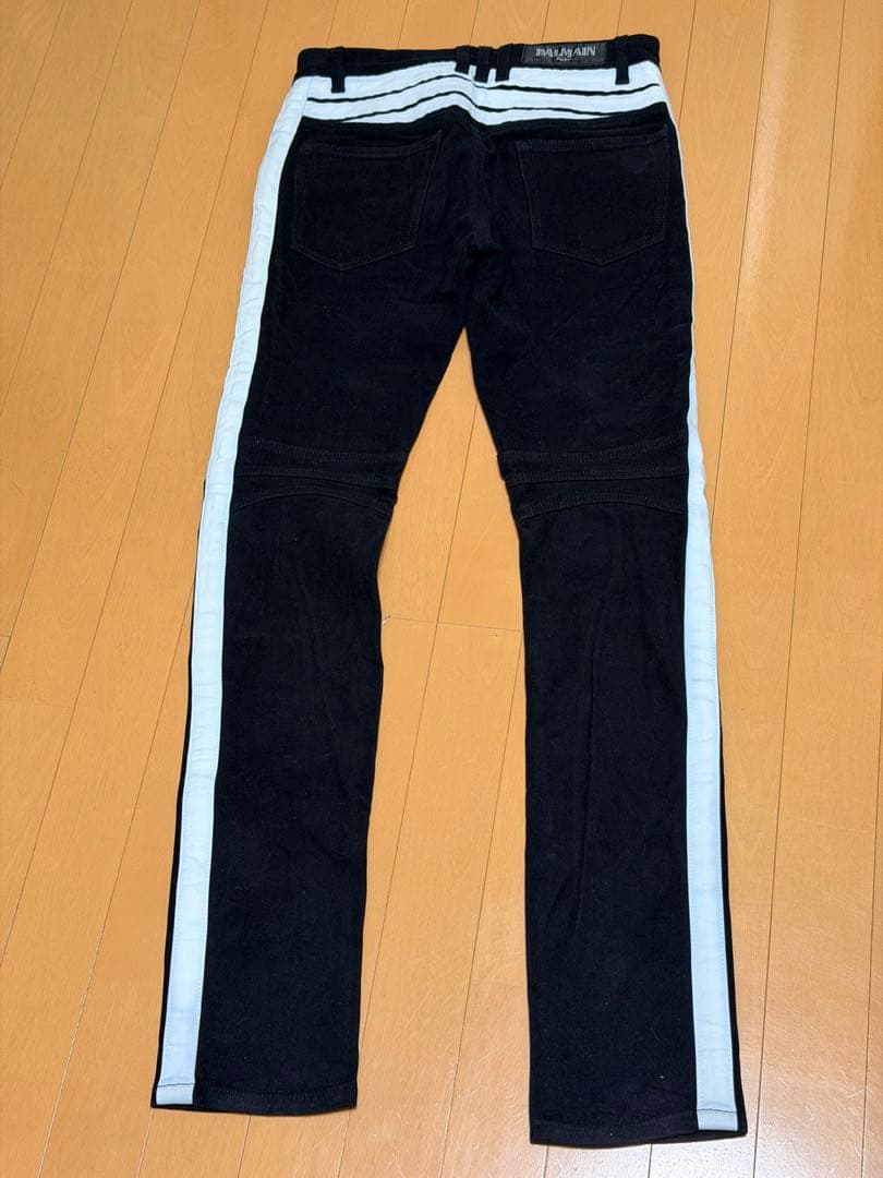 BALMAIN バルマン　サイドラインバイカーパンツ　ブラック　28