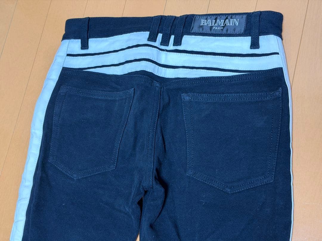 BALMAIN バルマン　サイドラインバイカーパンツ　ブラック　28