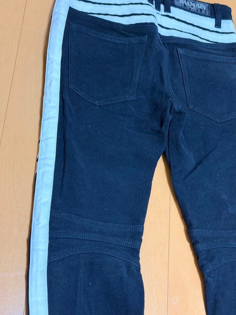 BALMAIN バルマン　サイドラインバイカーパンツ　ブラック　28