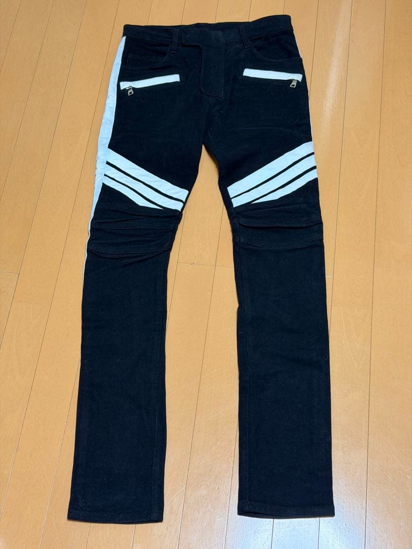 BALMAIN バルマン　サイドラインバイカーパンツ　ブラック　28