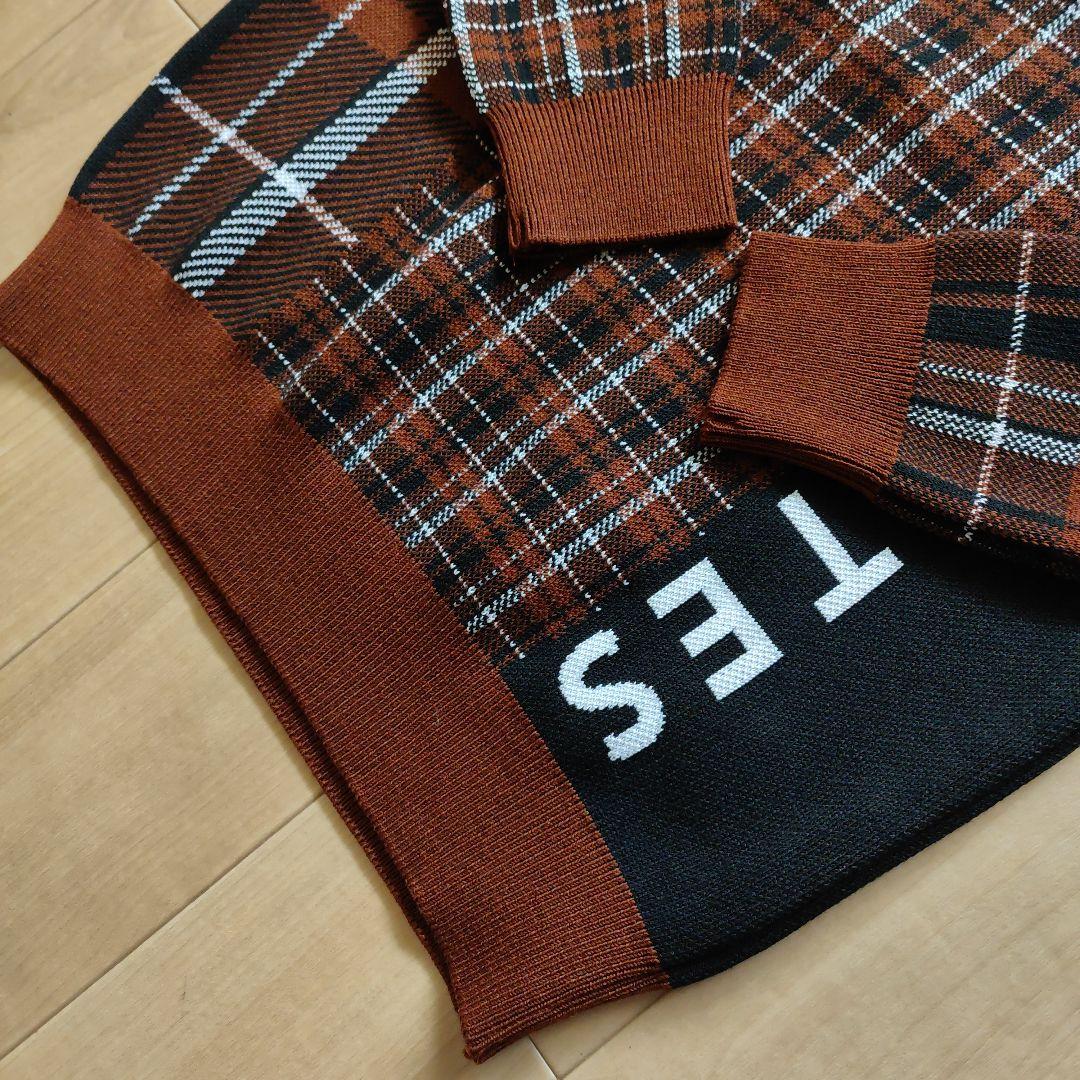 PEARLY GATES チェック柄 ハイネックニット