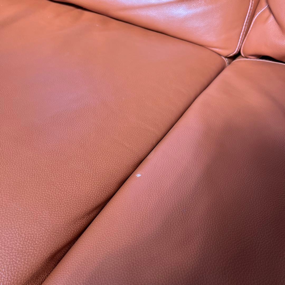 オレンジレザー2人掛けソファ