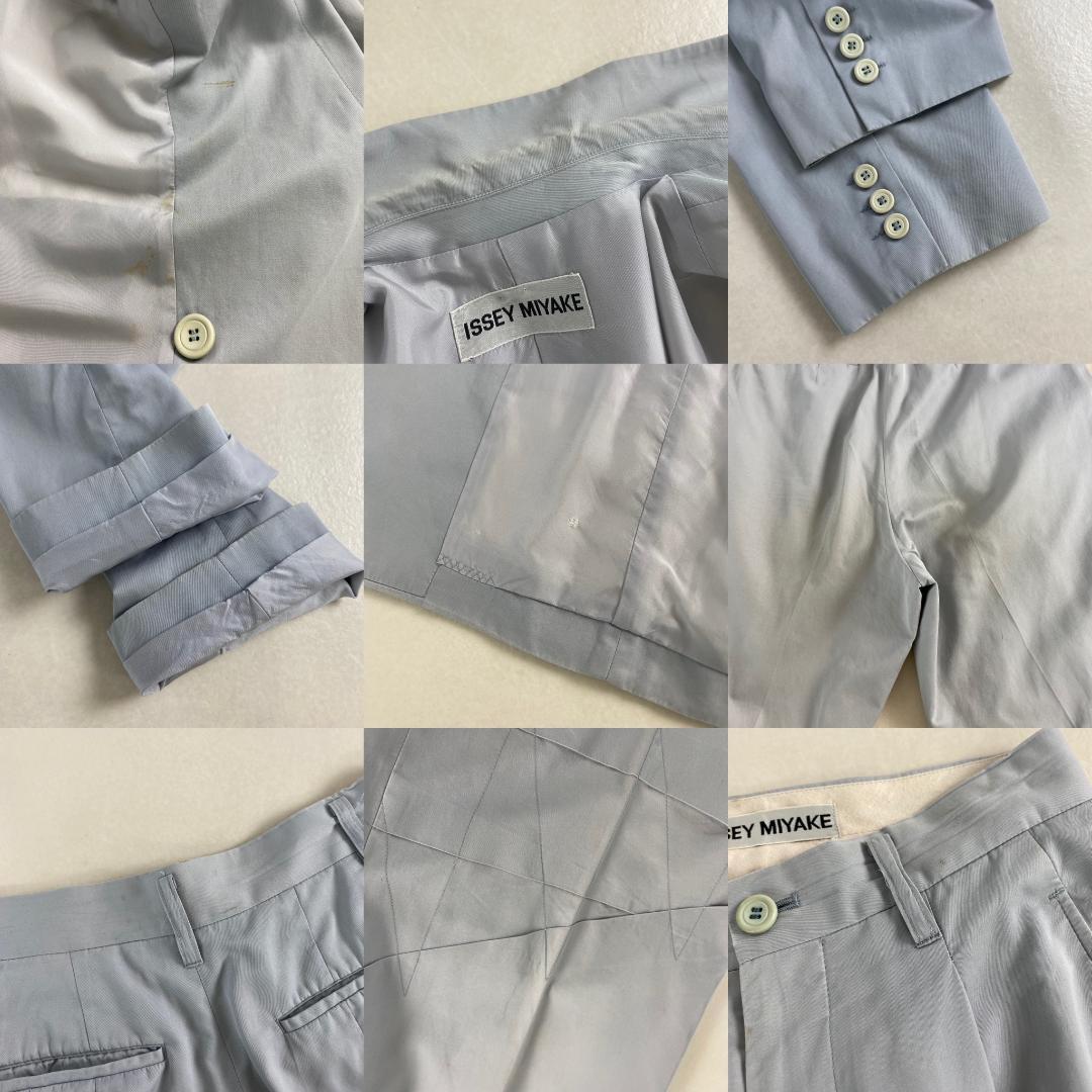 イッセイミヤケ　スーツセットアップ　ダブル　レイヤーデザイン　奇抜　ライトブルー