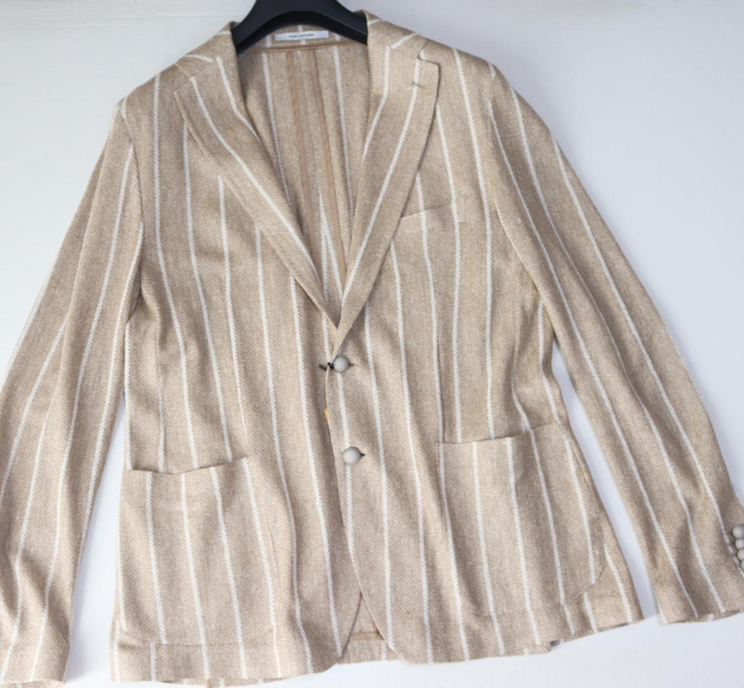 新品【タリアトーレ】リネンコットン ストライプジャケット 56(4L-5L)