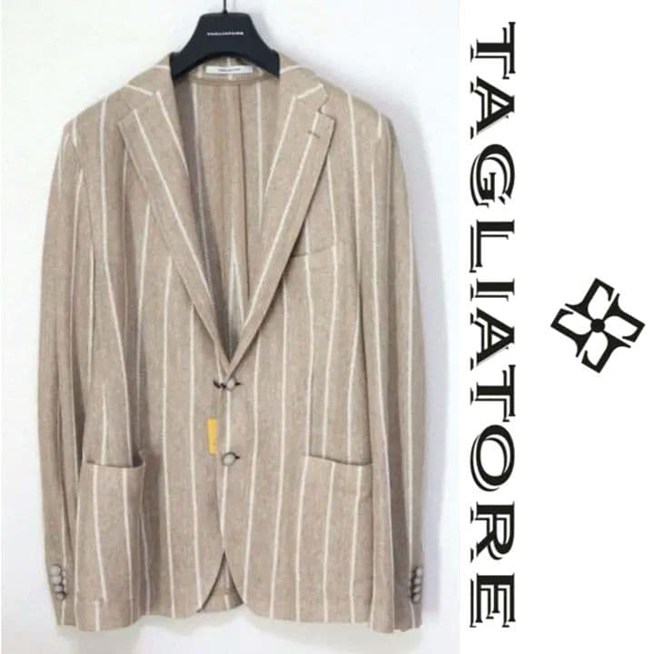 新品【タリアトーレ】リネンコットン ストライプジャケット 56(4L-5L)