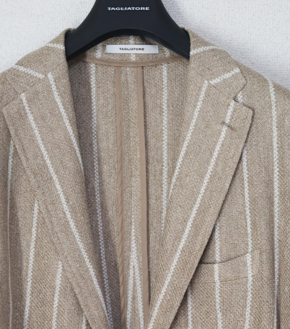 新品【タリアトーレ】リネンコットン ストライプジャケット 56(4L-5L)