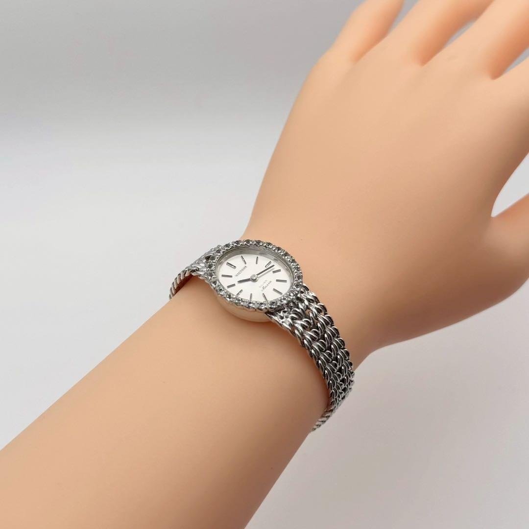 美品✨稼働 ウォルサム マキシム SV925 ダイヤベゼル 手巻きブレスウォッチ