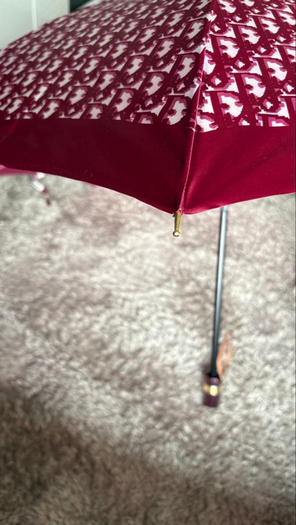 美品✨Dior クリスチャンディオール 傘 ロゴ柄 ヴィンテージ トロッター　赤