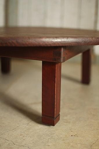 古い小ぶりな折り畳み丸テーブル　ちゃぶ台