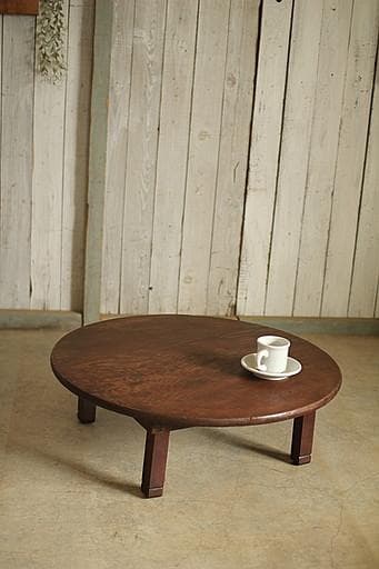 古い小ぶりな折り畳み丸テーブル　ちゃぶ台