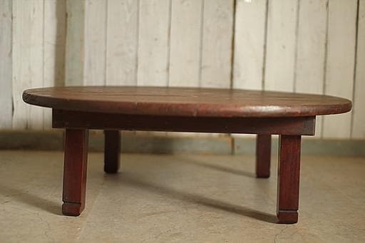 古い小ぶりな折り畳み丸テーブル　ちゃぶ台