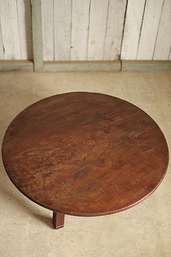 古い小ぶりな折り畳み丸テーブル　ちゃぶ台