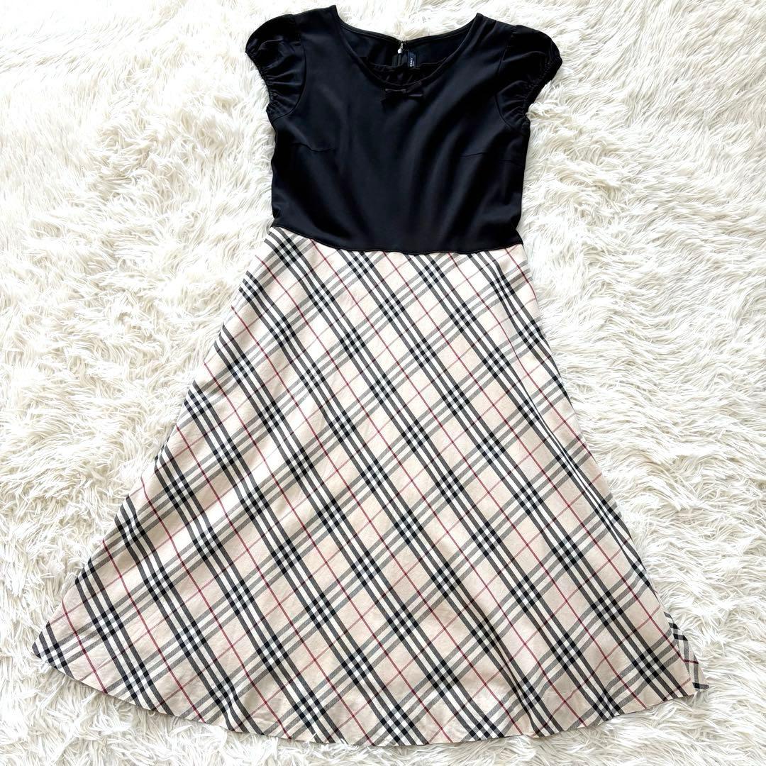 ✨美品✨バーバリーロンドン　ドッキングワンピース　ノバチェック　リボン　日本製