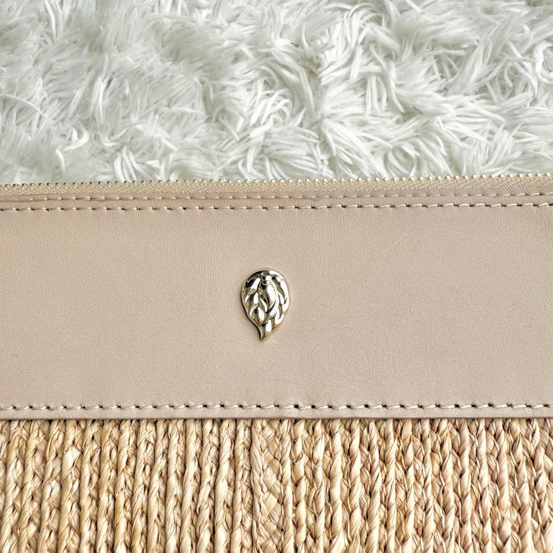 【希少&極美品】ヘレンカミンスキー ラフィア かごバッグ レザー 半月