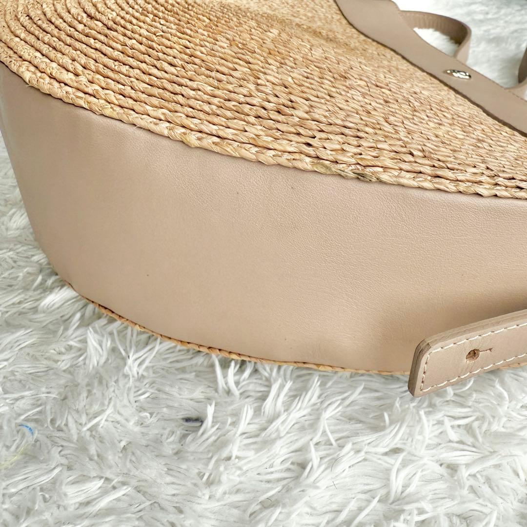 【希少&極美品】ヘレンカミンスキー ラフィア かごバッグ レザー 半月