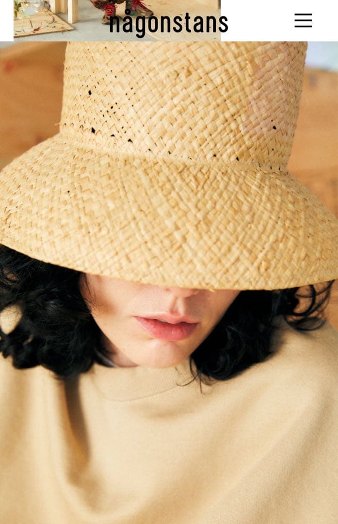 美品 nagonstans ストローハット 麦わら帽子 ナゴンスタンス