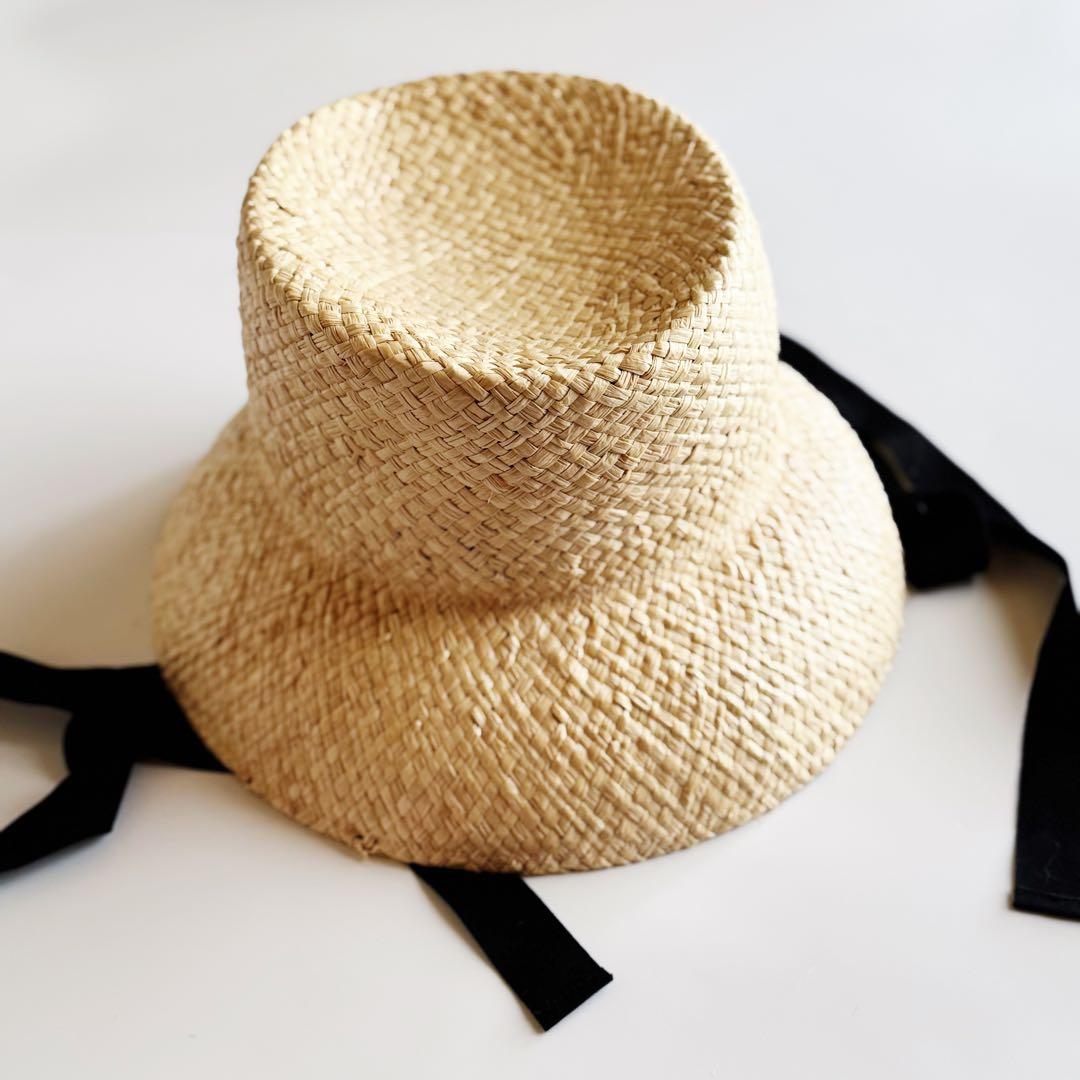 美品 nagonstans ストローハット 麦わら帽子 ナゴンスタンス