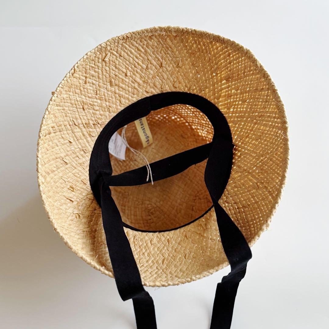 美品 nagonstans ストローハット 麦わら帽子 ナゴンスタンス