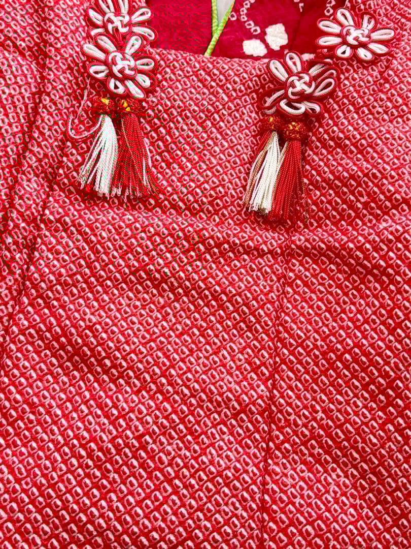 七五三　正絹　3歳　総絞り　被布　一つ身　フルセット