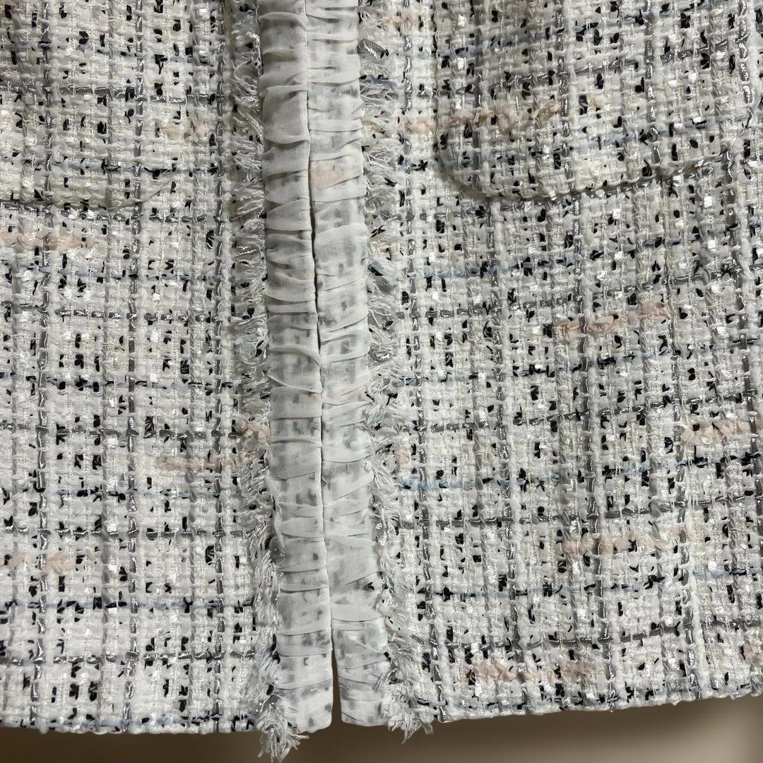 ☆美品[ANAYI ]ミックスツィードノーカラー　ジャケット　サイズ38