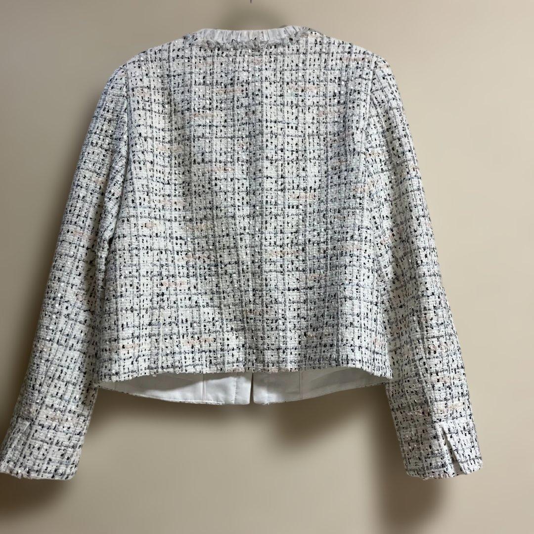 ☆美品[ANAYI ]ミックスツィードノーカラー　ジャケット　サイズ38