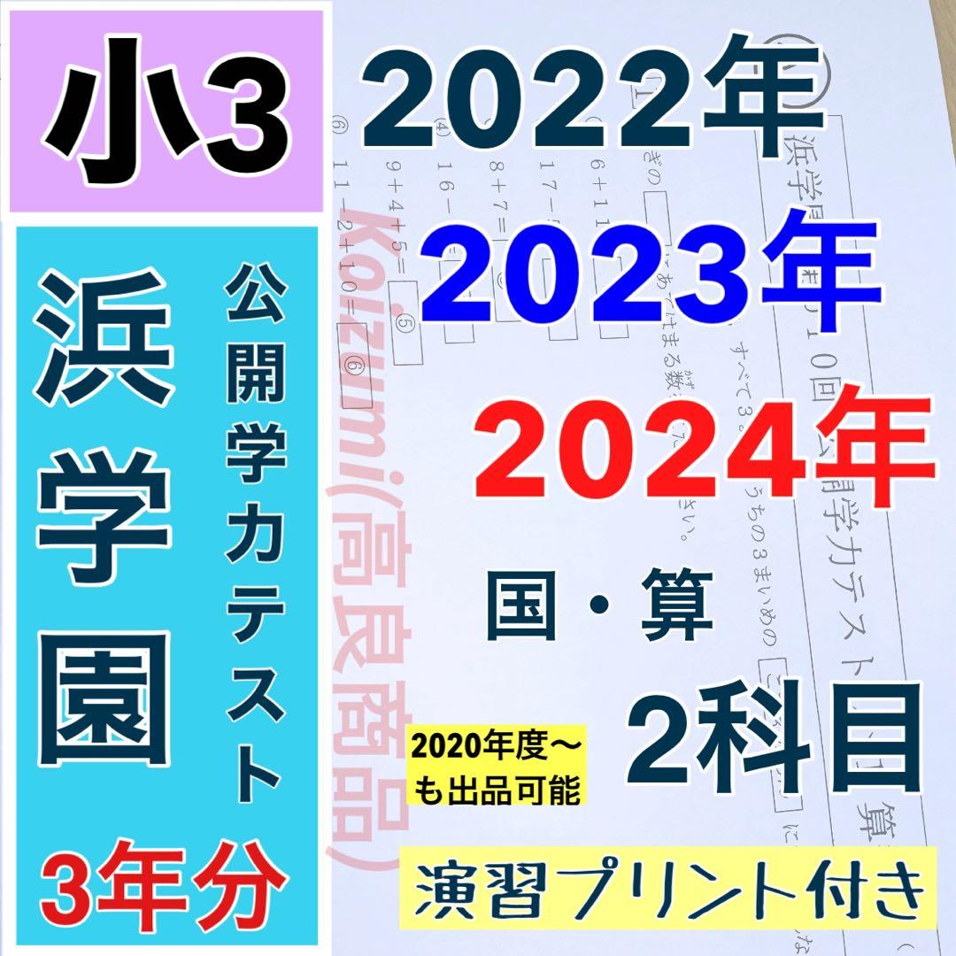 浜学園 公開学力テスト 2022年〜2024年度 小3 3年分 2科目