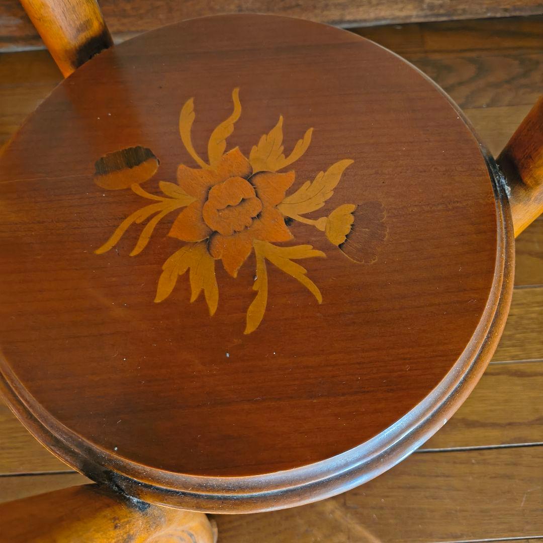 イタリア サイドテーブル 花台 象嵌 猫脚