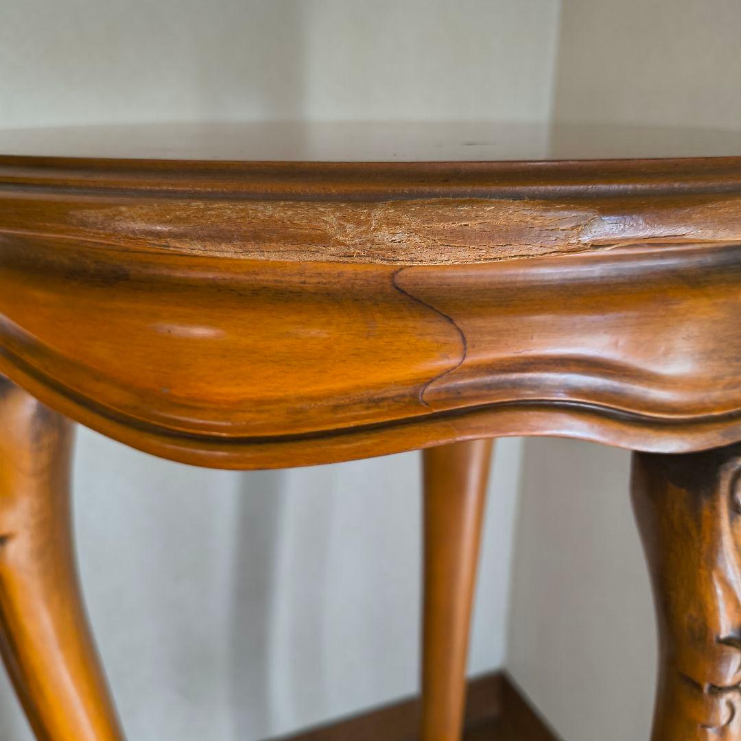 イタリア サイドテーブル 花台 象嵌 猫脚