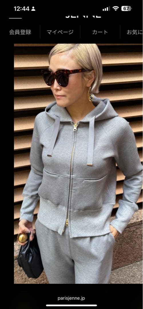 JENNE ジェンヌ 日本製美ラインパーカー　グレー　L