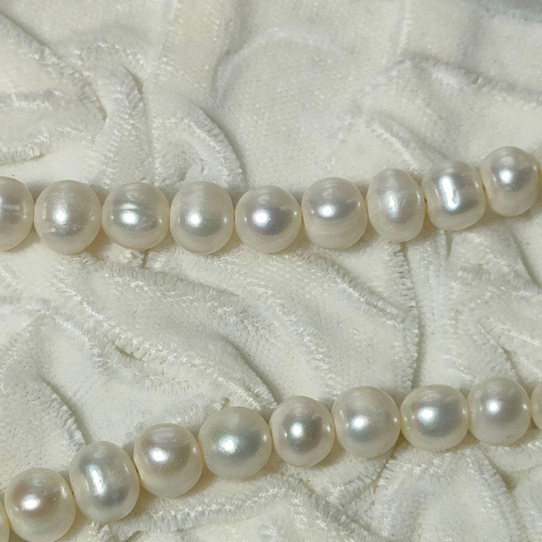 【大珠照り強】本真珠 パールネックレス 径約8.3〜9.5mm パールホワイト