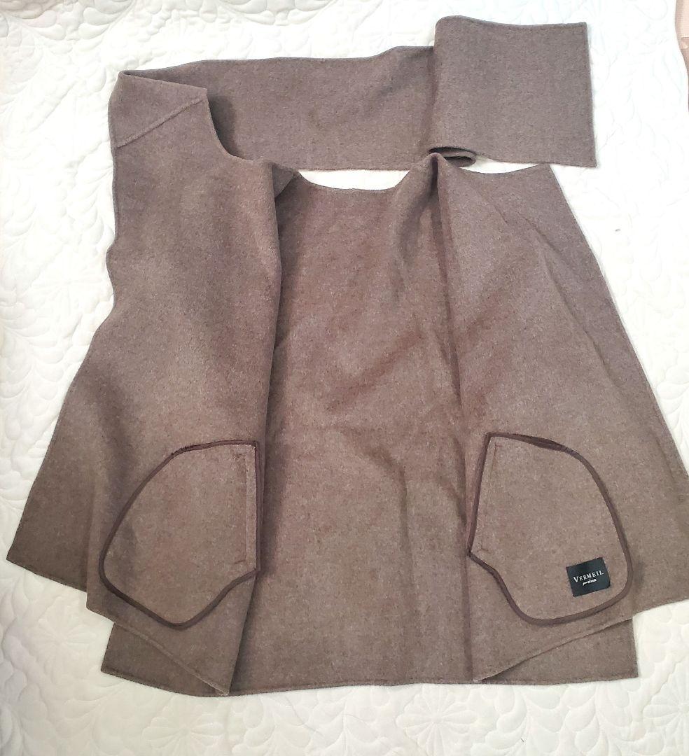 ヴェルメイユパーイエナ ダブルフェイスショートマントコート　ポンチョ ストール